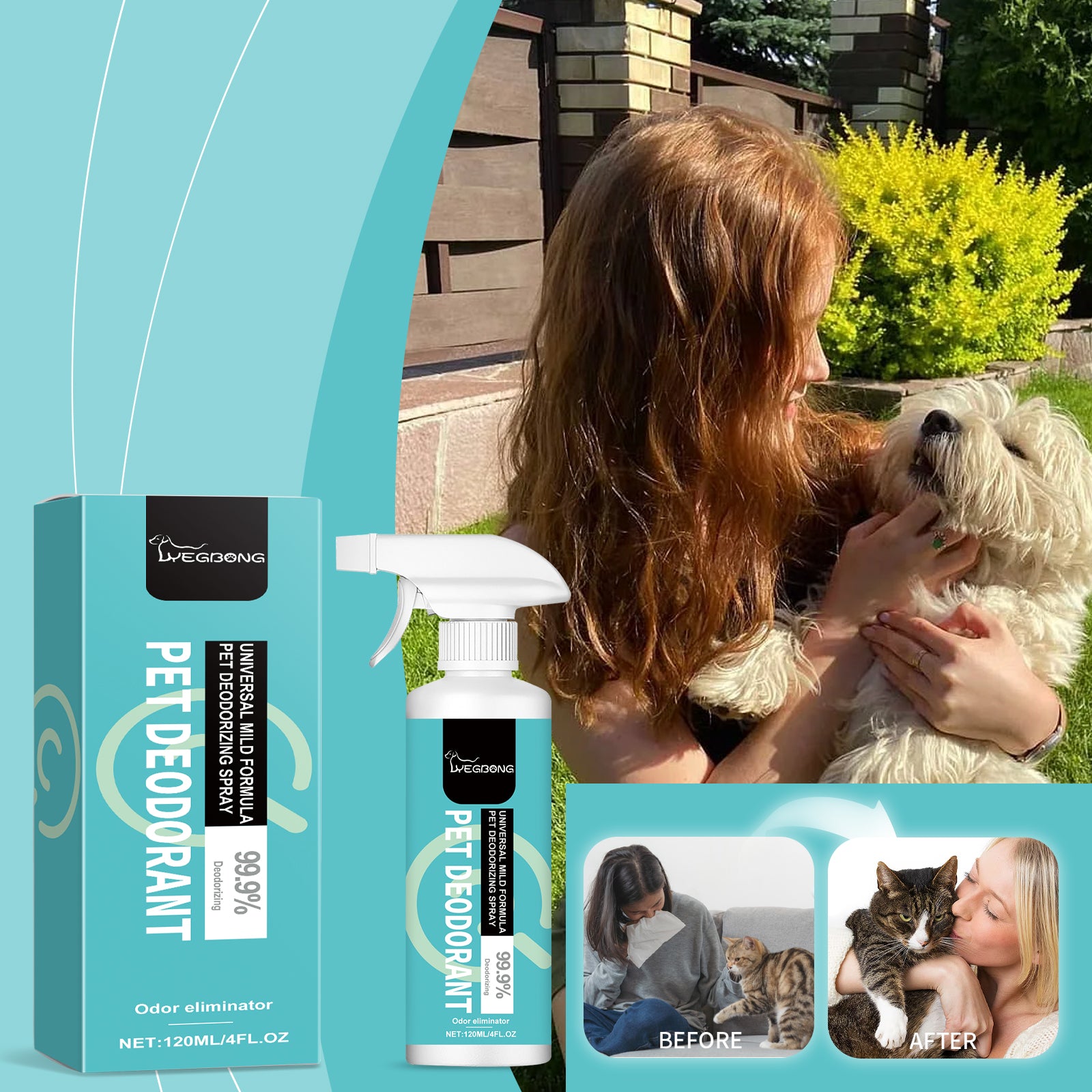 Yegbong Pet Deodorant Spray, Pet Deodorant Cleaning, Odor, Lasting Fragrance To Protect The Health Of Pets